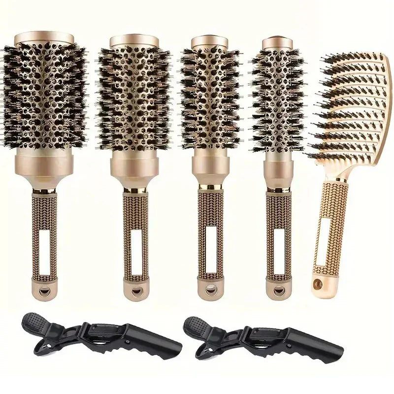 Brush with Professional Round Hair Set for Blow-Drying for Ceramic and Anti-Frizz