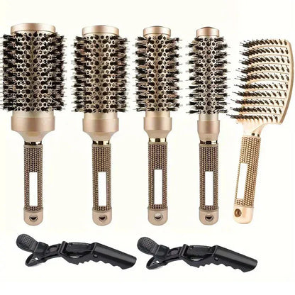 Brush with Professional Round Hair Set for Blow-Drying for Ceramic and Anti-Frizz