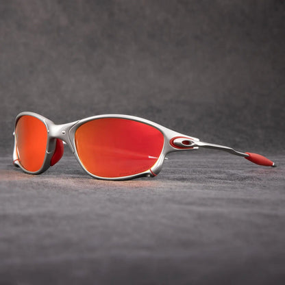 Sporty Polarised Sunglasses for Metallic Frame with Red Lenses