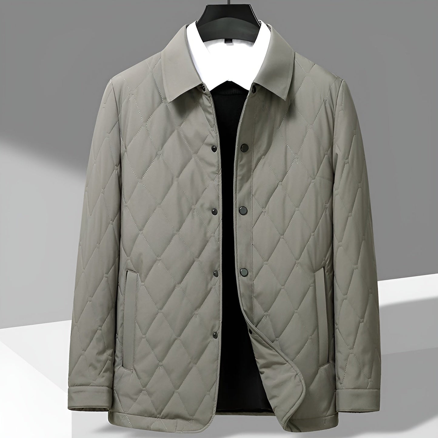Men's Quilted Jacket with Diamond Pattern for Comfortable and Smart