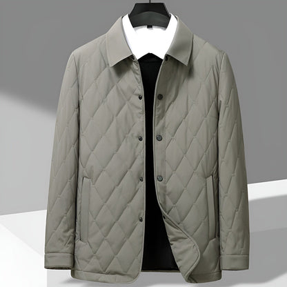 Men's Quilted Jacket with Diamond Pattern for Comfortable and Smart