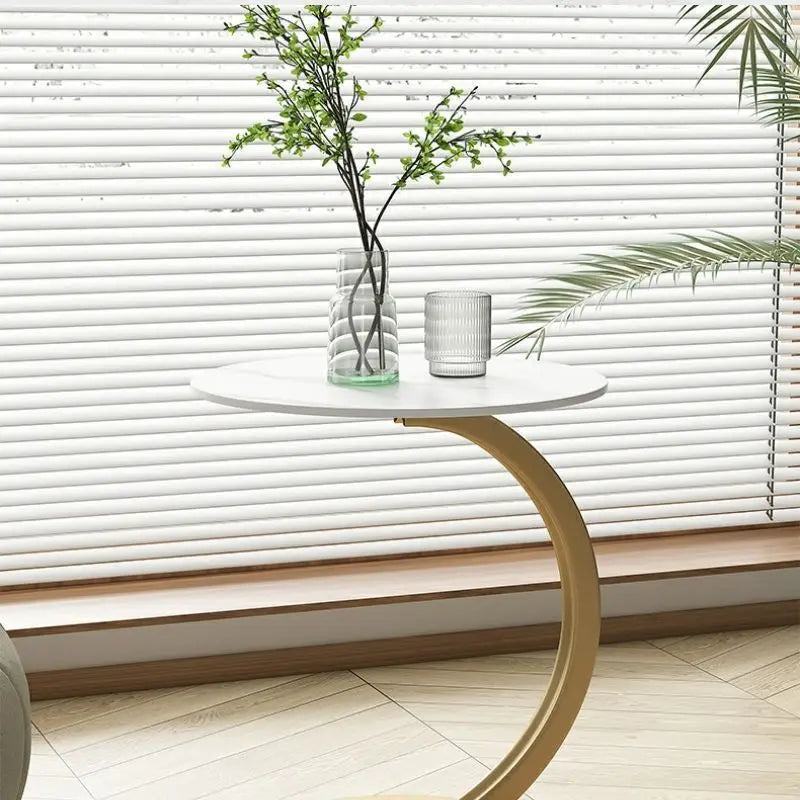 Table with Compact Round Side Design for Living Room and Bedroom with Stable Frame