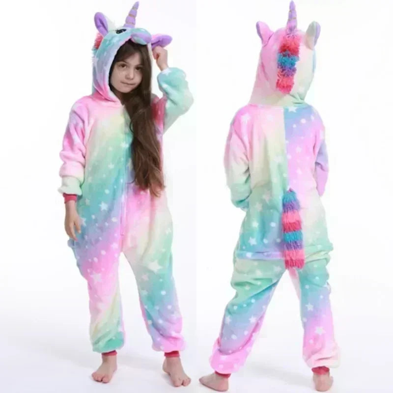 Unicorn Fleece Onesie for Cute Pajamas with Horn and Ears for Girls