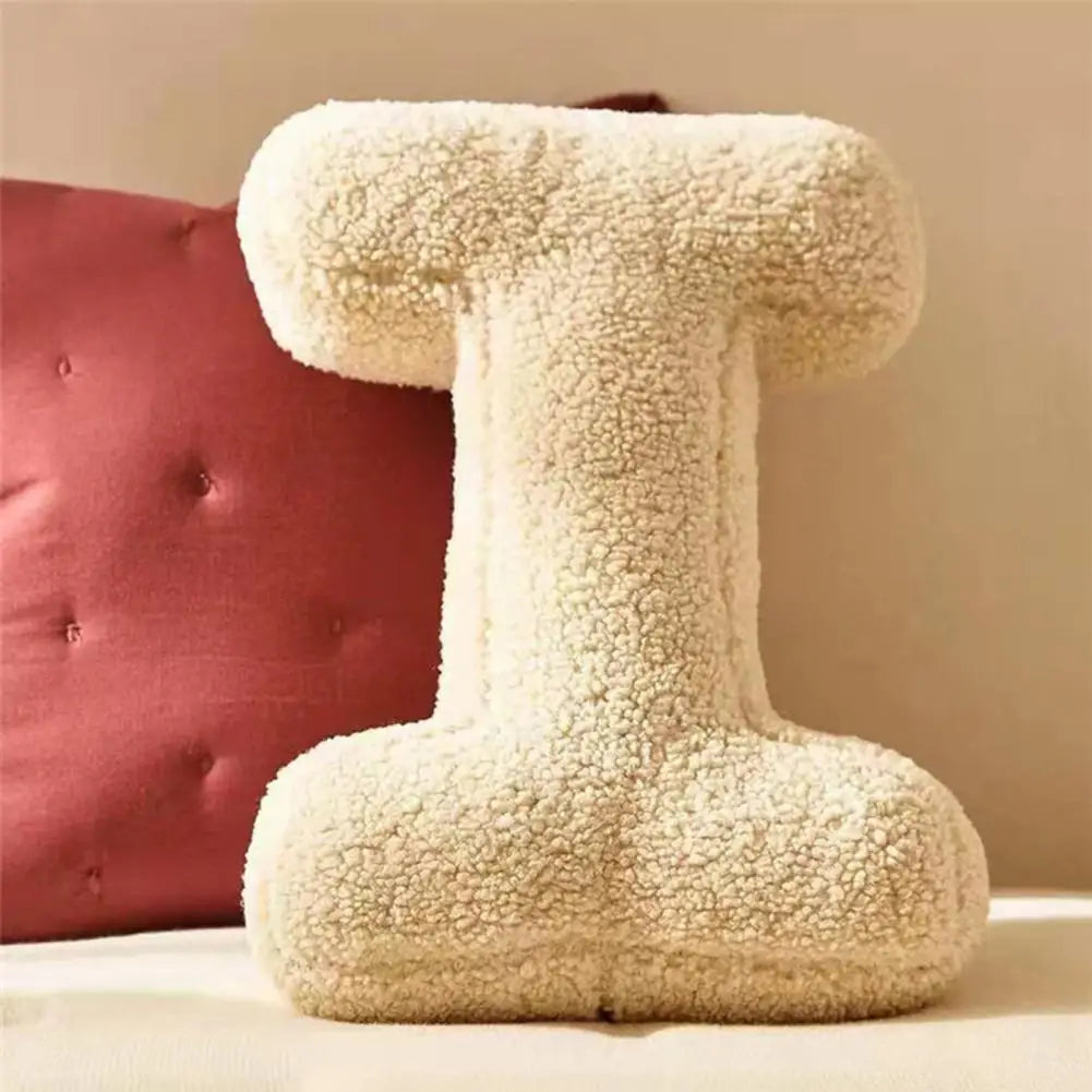 Cushion with Decorative Alphabet Velvet Texture for Home Interior