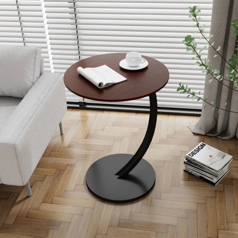 Table with Compact Round Side Design for Living Room and Bedroom with Stable Frame