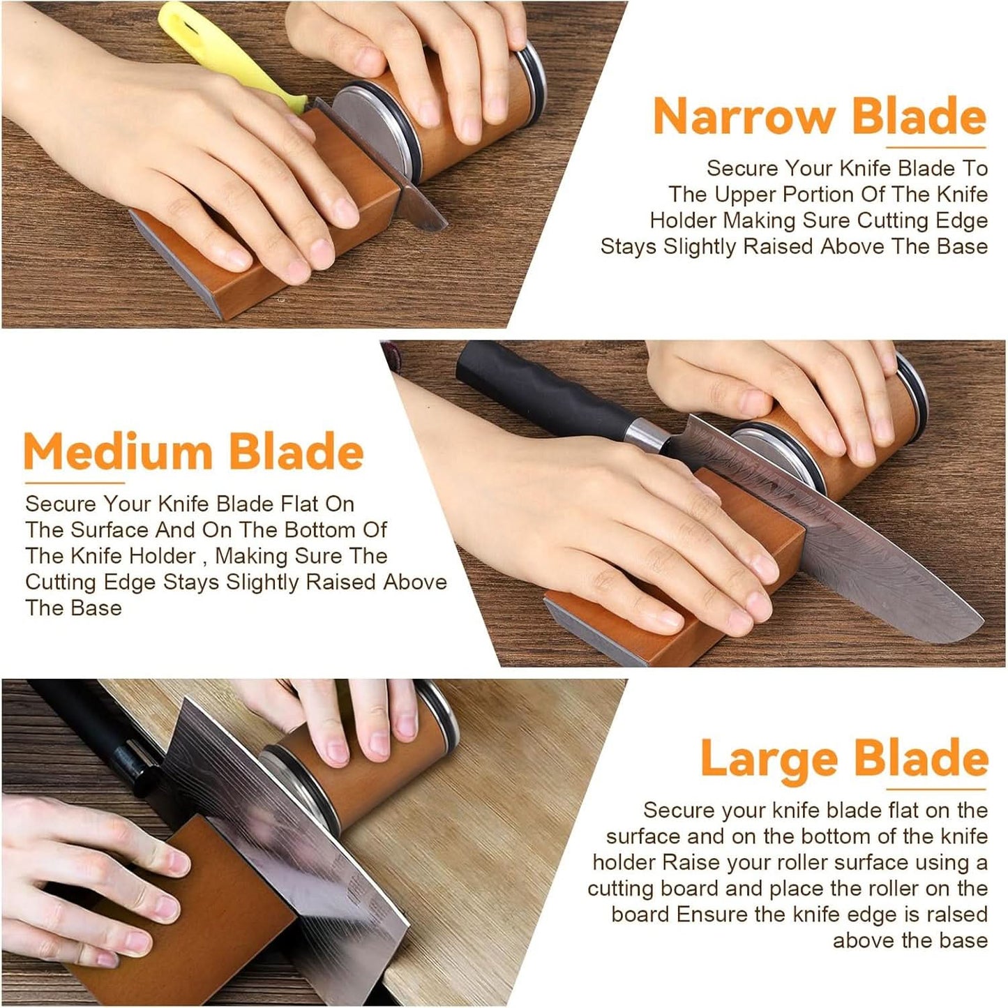 Rolling Knife Sharpener with Diamond Coating and Angle Guide for Precision Sharpening