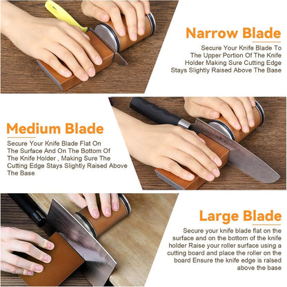 Rolling Knife Sharpener with Diamond Coating and Angle Guide for Precision Sharpening