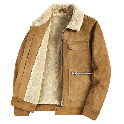 Men's Suede Trucker Jacket for Softly Lined, Slim Cut and Timeless