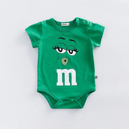 Colorful Baby Romper for M&M Faces Clothing for Babies and Toddlers