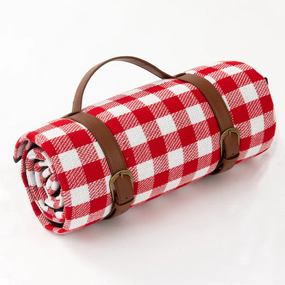 Blanket with Waterproof Picnic Checked Pattern and Comfortable Foam Filling