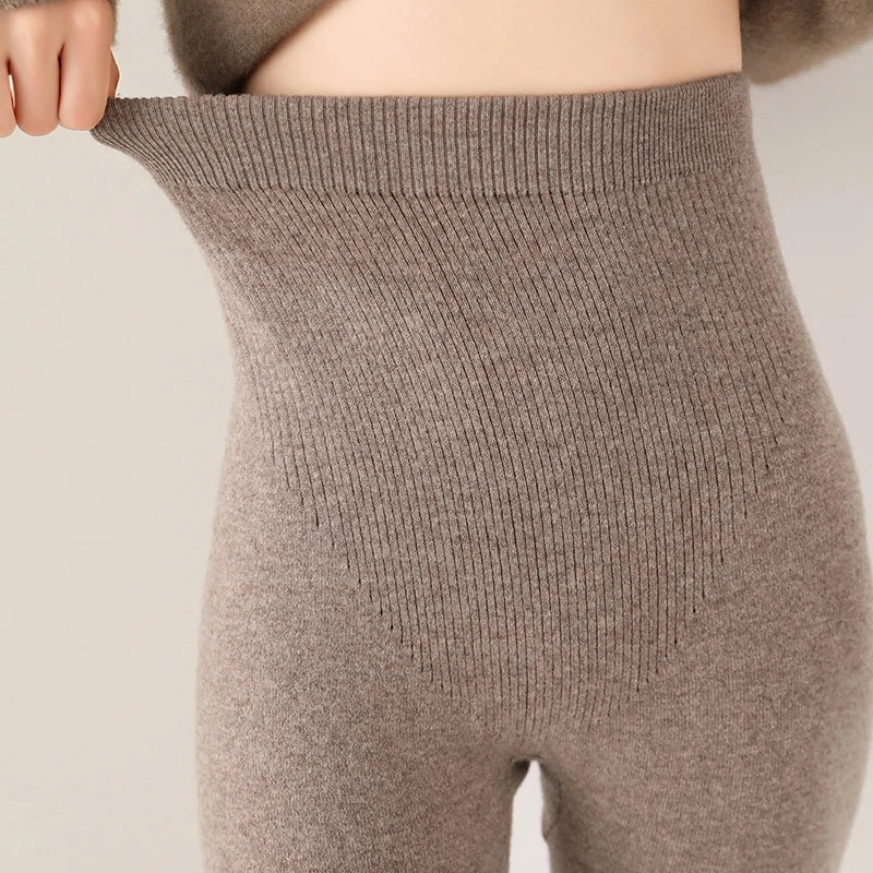 Cashmere Leggings for High Waist Fine Knit Women’s