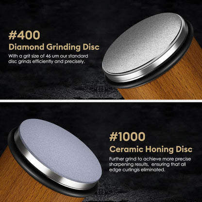 Rolling Knife Sharpener with Diamond Coating and Angle Guide for Precision Sharpening