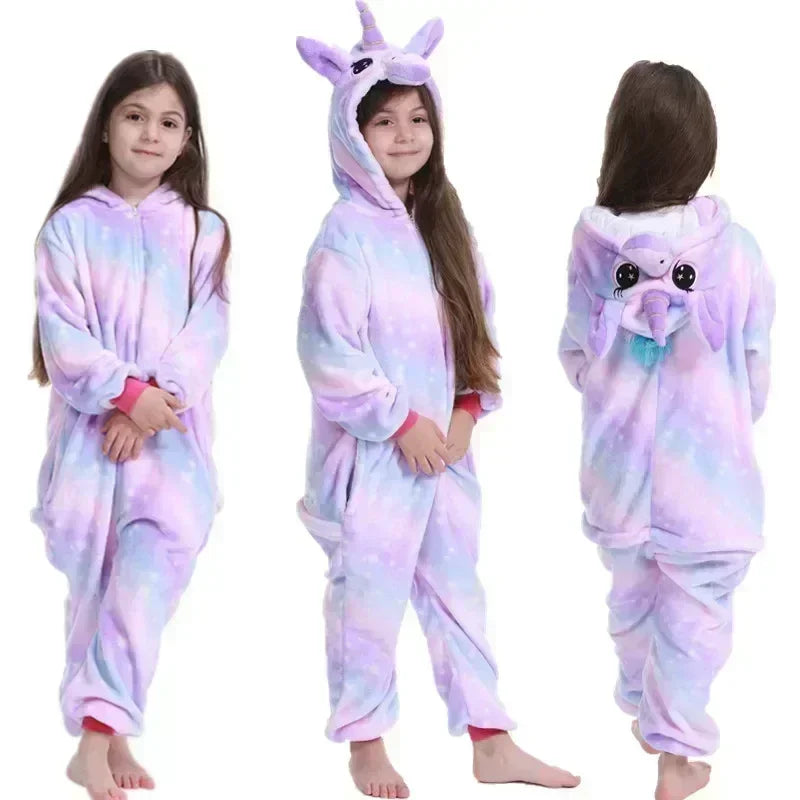 Unicorn Fleece Onesie for Cute Pajamas with Horn and Ears for Girls