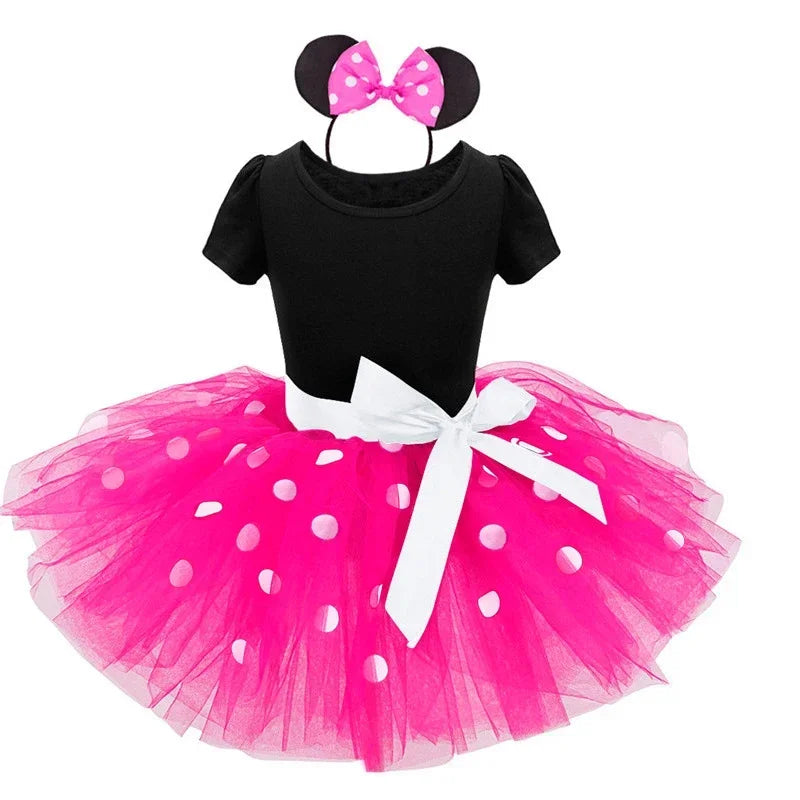 Mouse with Minnie Costume for Girls for Polkadot Dress with Headband and Bow
