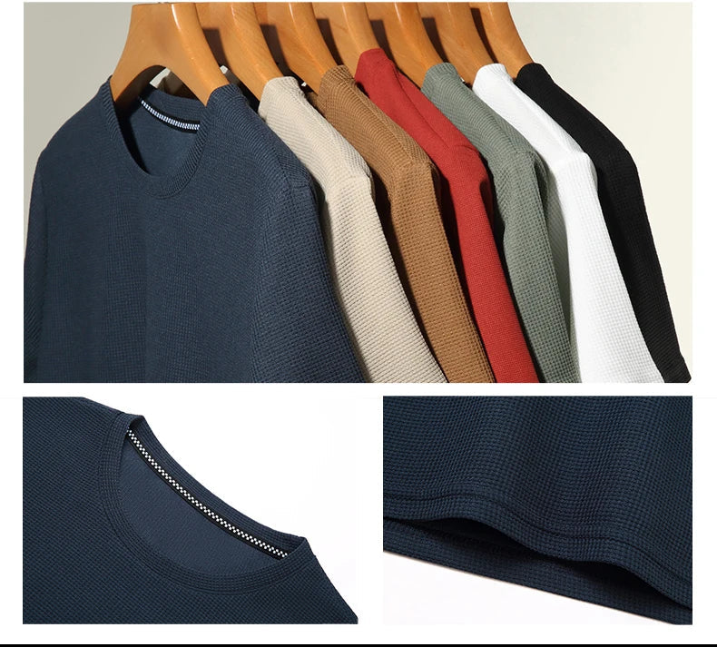 Men's T-Shirt with Waffle Texture and Breathable Comfort for Warm Days