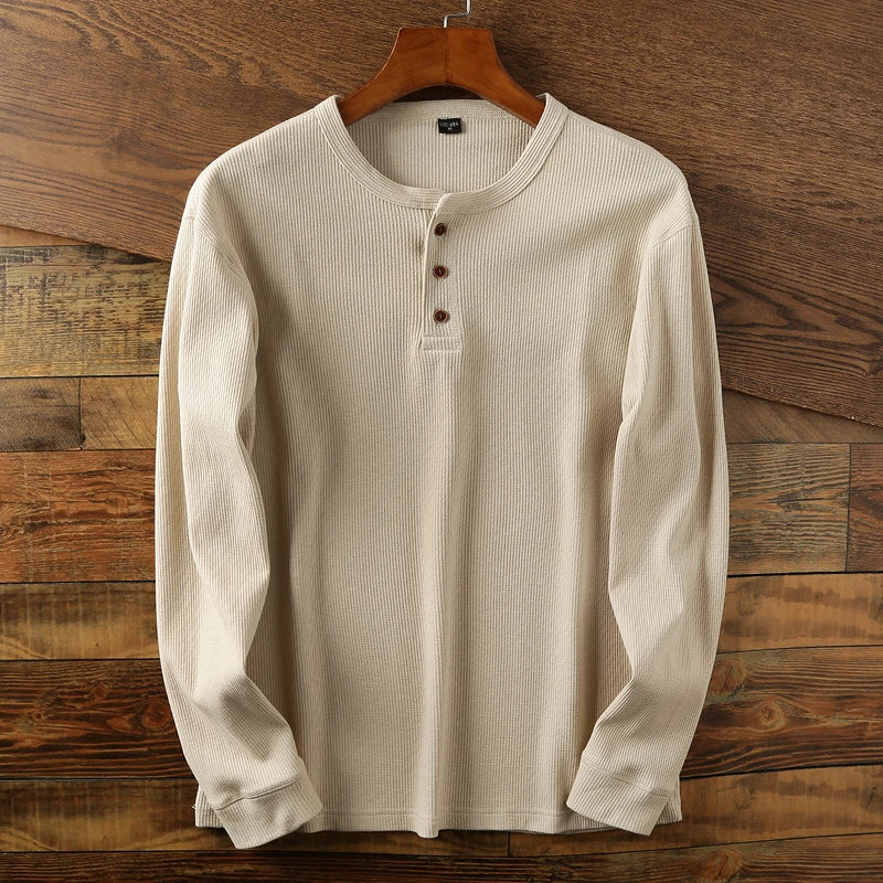 Minimalist Henley with Waffle Structure for Breathable, Comfortable and Smart