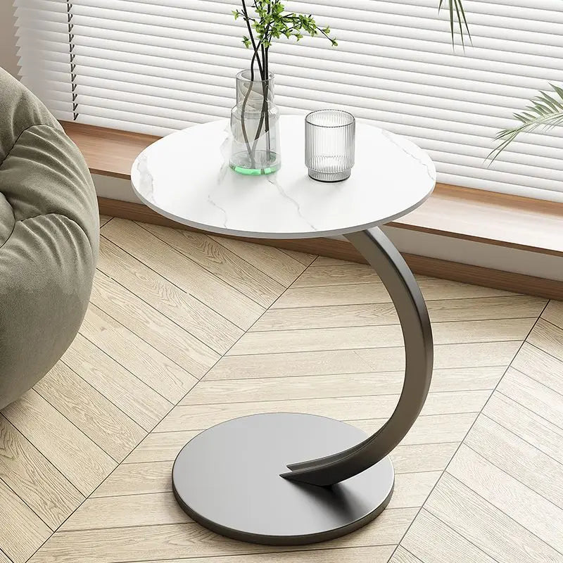 Table with Compact Round Side Design for Living Room and Bedroom with Stable Frame