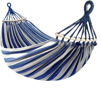 Double Canvas Hammock with Wooden Spreaders for Outdoors