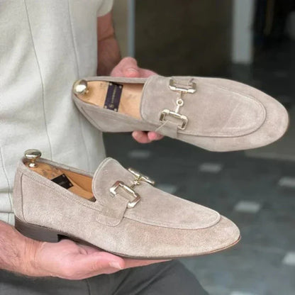 Nero for Suede Loafers with Metal Buckle
