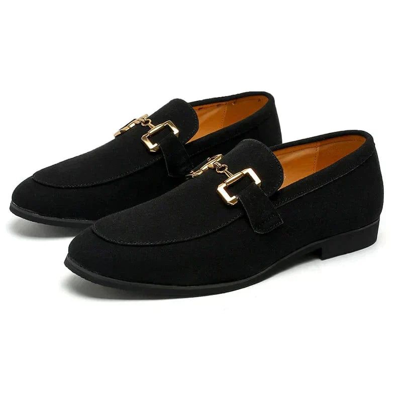 Nero for Suede Loafers with Metal Buckle