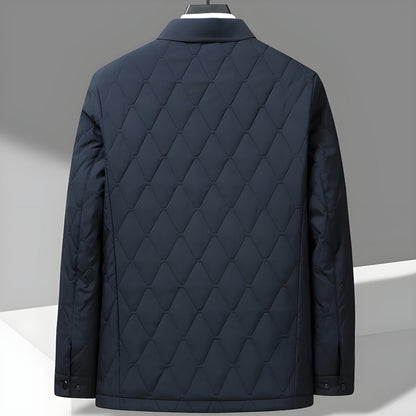 Men's Quilted Jacket with Diamond Pattern for Comfortable and Smart