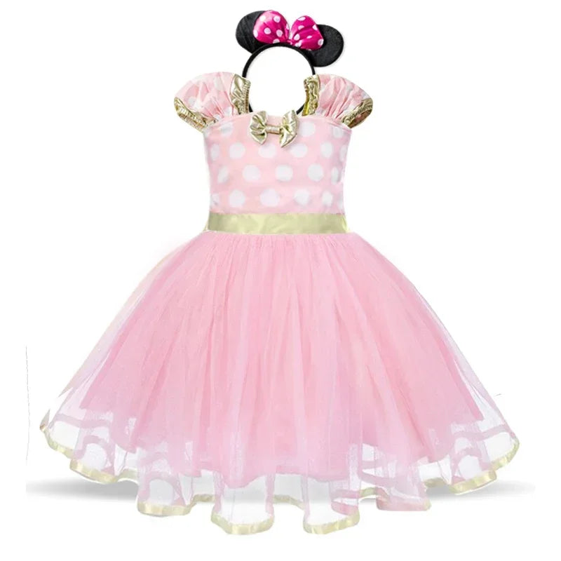 Mouse with Minnie Costume for Girls for Polkadot Dress with Headband and Bow