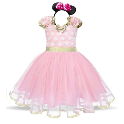Mouse with Minnie Costume for Girls for Polkadot Dress with Headband and Bow