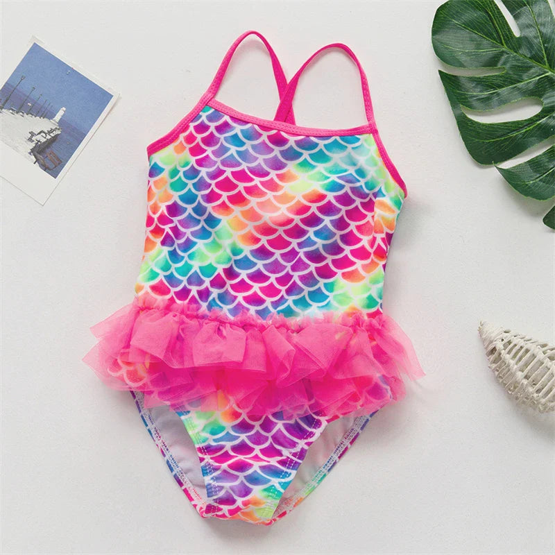 Girls' Swim Outfit with Mermaid and Unicorn Designs for Perfect for Children Aged 4-8 Years