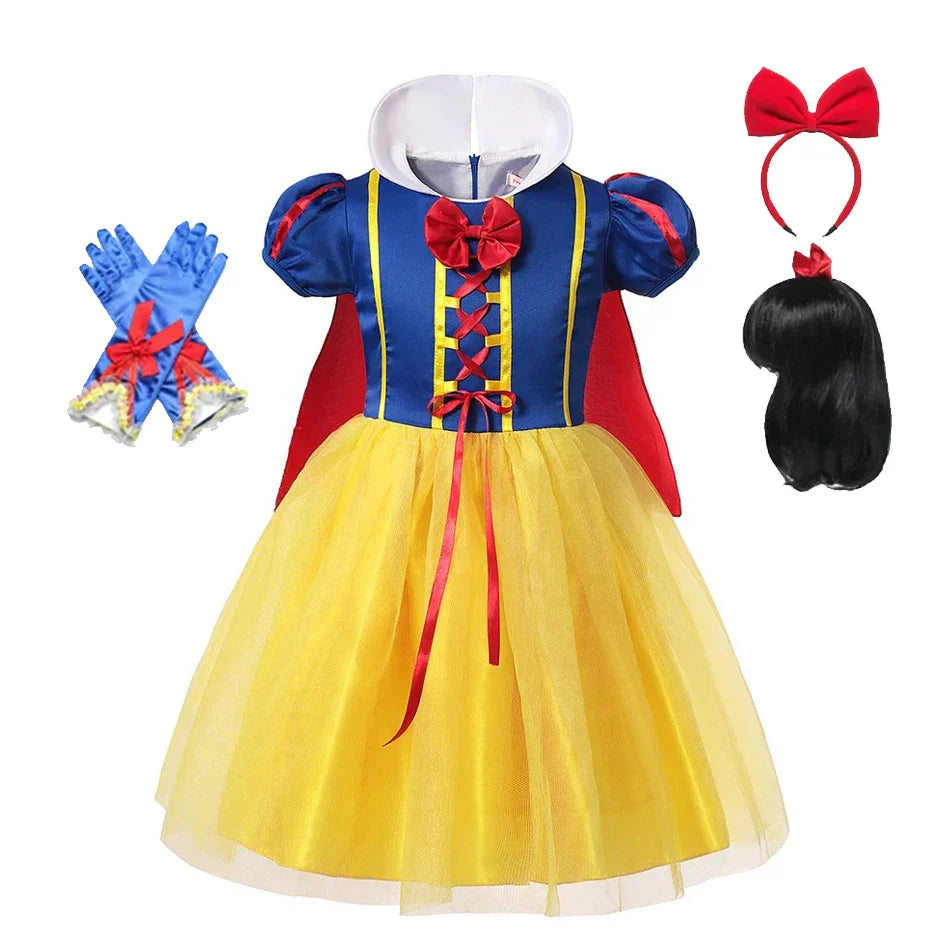 Snow White Princess Dress with Cape, Tiara, and Magical Accessories