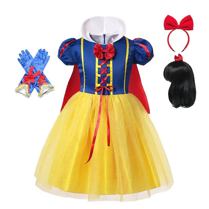Snow White Princess Dress with Cape, Tiara, and Magical Accessories