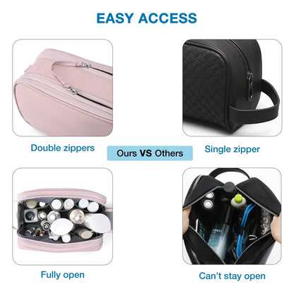Bag with Water-Resistant Toiletry Multiple Compartments and Zips for Practical for Travel