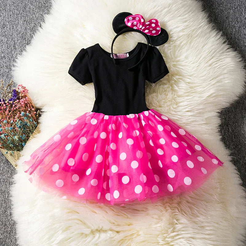 Mouse with Minnie Costume for Girls for Polkadot Dress with Headband and Bow