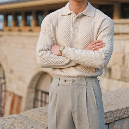 Men's Knitted Jumper with Textured Pattern and Slim Fit with Comfort, Style, and Versatility