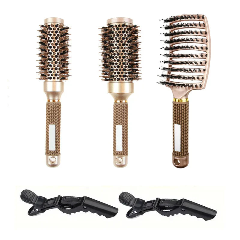 Brush with Professional Round Hair Set for Blow-Drying for Ceramic and Anti-Frizz