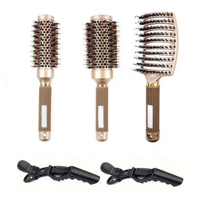 Brush with Professional Round Hair Set for Blow-Drying for Ceramic and Anti-Frizz