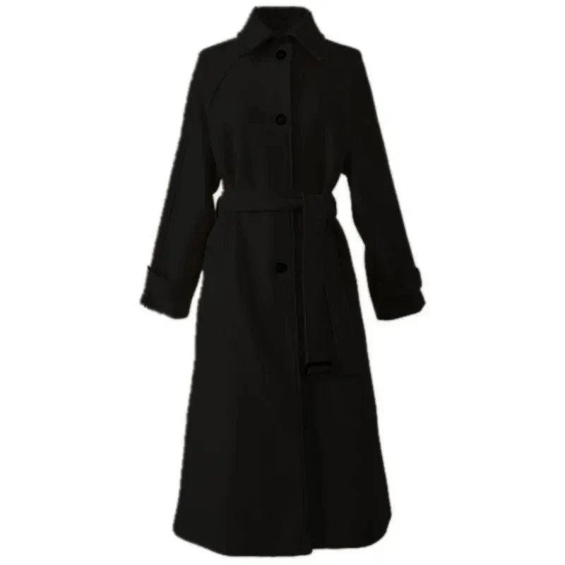 Long Ladies' Coat with Belt for Elegant and Warm for Winter