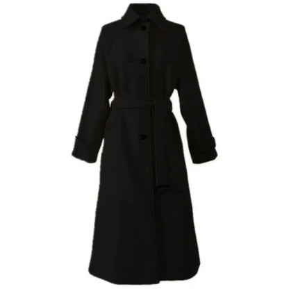 Long Ladies' Coat with Belt for Elegant and Warm for Winter