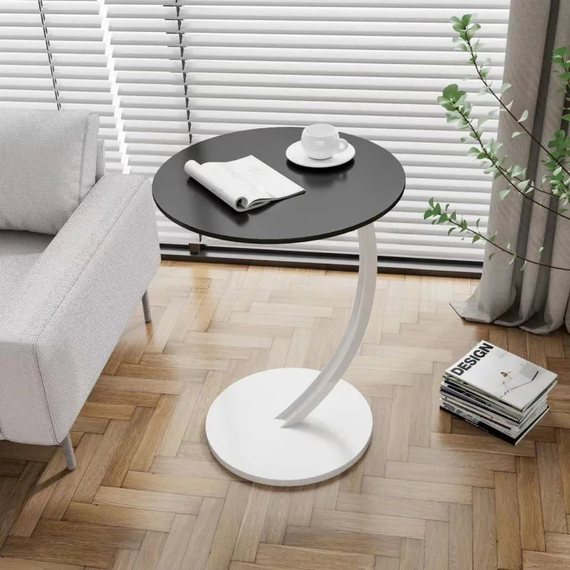 Table with Compact Round Side Design for Living Room and Bedroom with Stable Frame