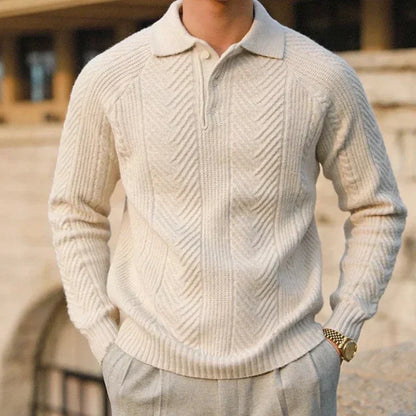 Men's Knitted Jumper with Textured Pattern and Slim Fit with Comfort, Style, and Versatility