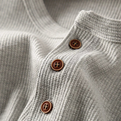 Minimalist Henley with Waffle Structure for Breathable, Comfortable and Smart