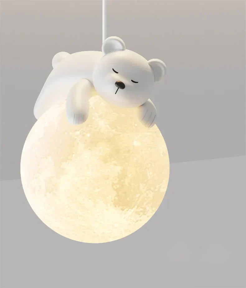 Pendant Light with Children's Room Bear or Rabbit Design for Warm and Soothing Lighting