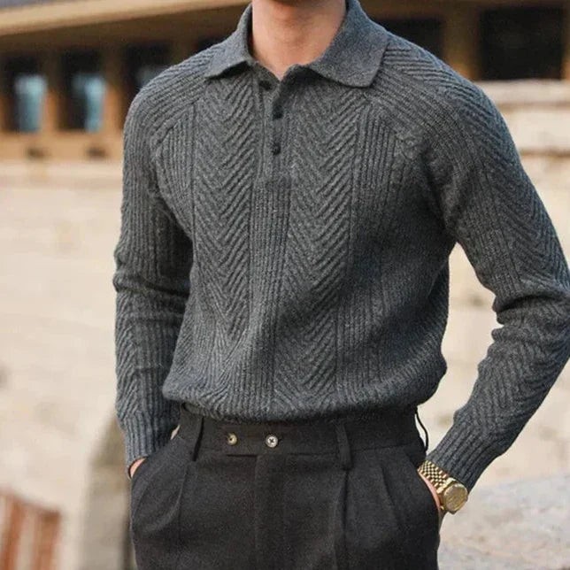 Men's Knitted Jumper with Textured Pattern and Slim Fit with Comfort, Style, and Versatility