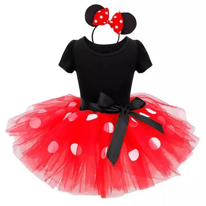 Mouse with Minnie Costume for Girls for Polkadot Dress with Headband and Bow