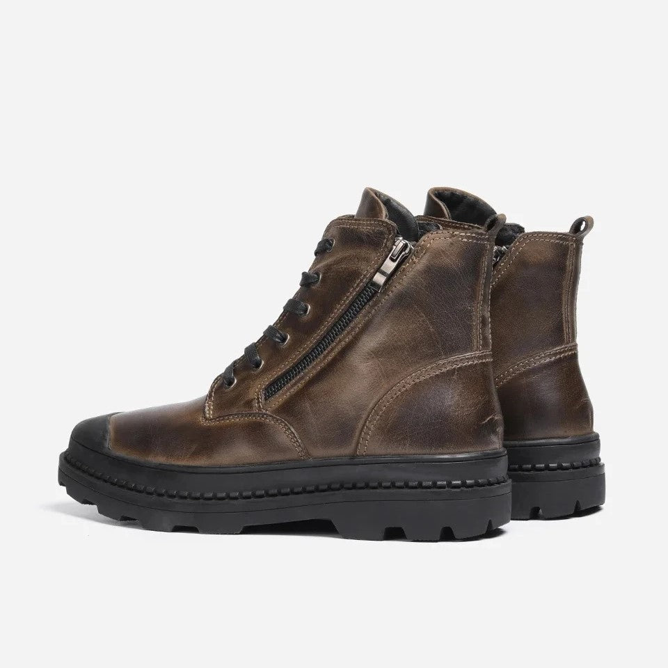 Boots with Vintage Men's Leather Lace and Zip Closure for Warm, Sturdy and Durable