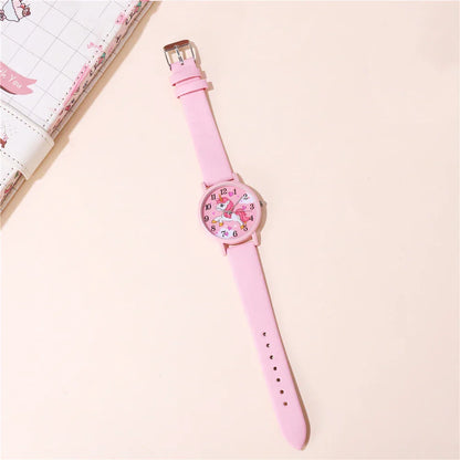 Watch with Cute Unicorn Children's Design with PU Leather Band and Cartoon Design