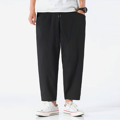 Cropped Men's Trousers in Cotton-Linen for Breathable, Comfortable, and Relaxed
