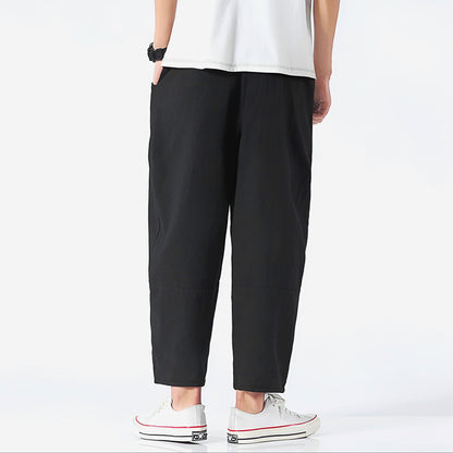 Cropped Men's Trousers in Cotton-Linen for Breathable, Comfortable, and Relaxed