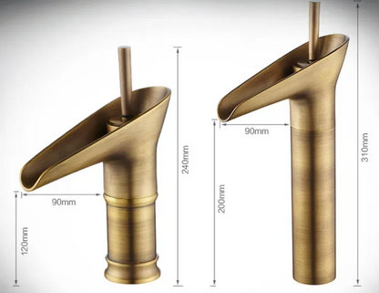 Waterfall Basin Mixer Tap in Brass with Elegant Design for Bathroom