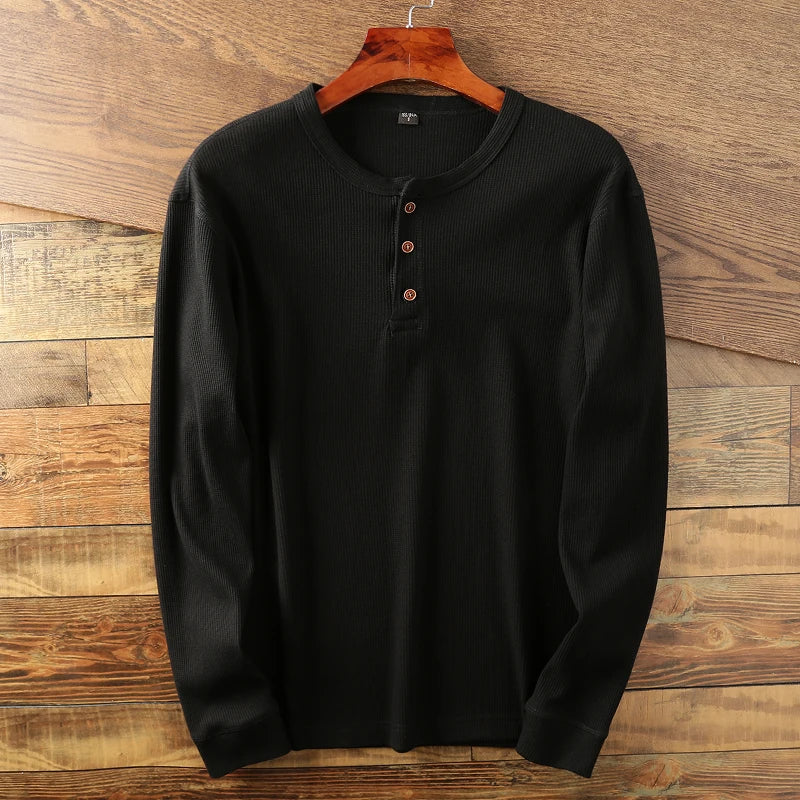 Minimalist Henley with Waffle Structure for Breathable, Comfortable and Smart