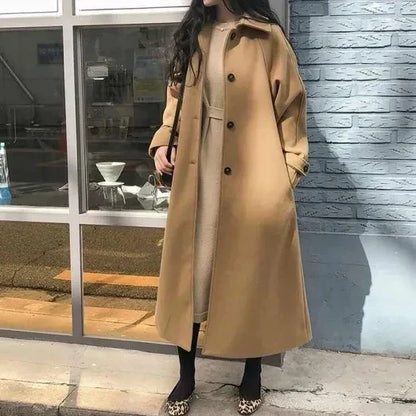 Long Ladies' Coat with Belt for Elegant and Warm for Winter